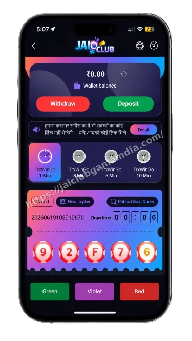 TRX Wingo Hash Prediction Game on Jai Club